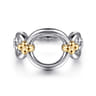 14K Yellow Gold and 925 Sterling Silver Bujukan Round Link Chain Ring