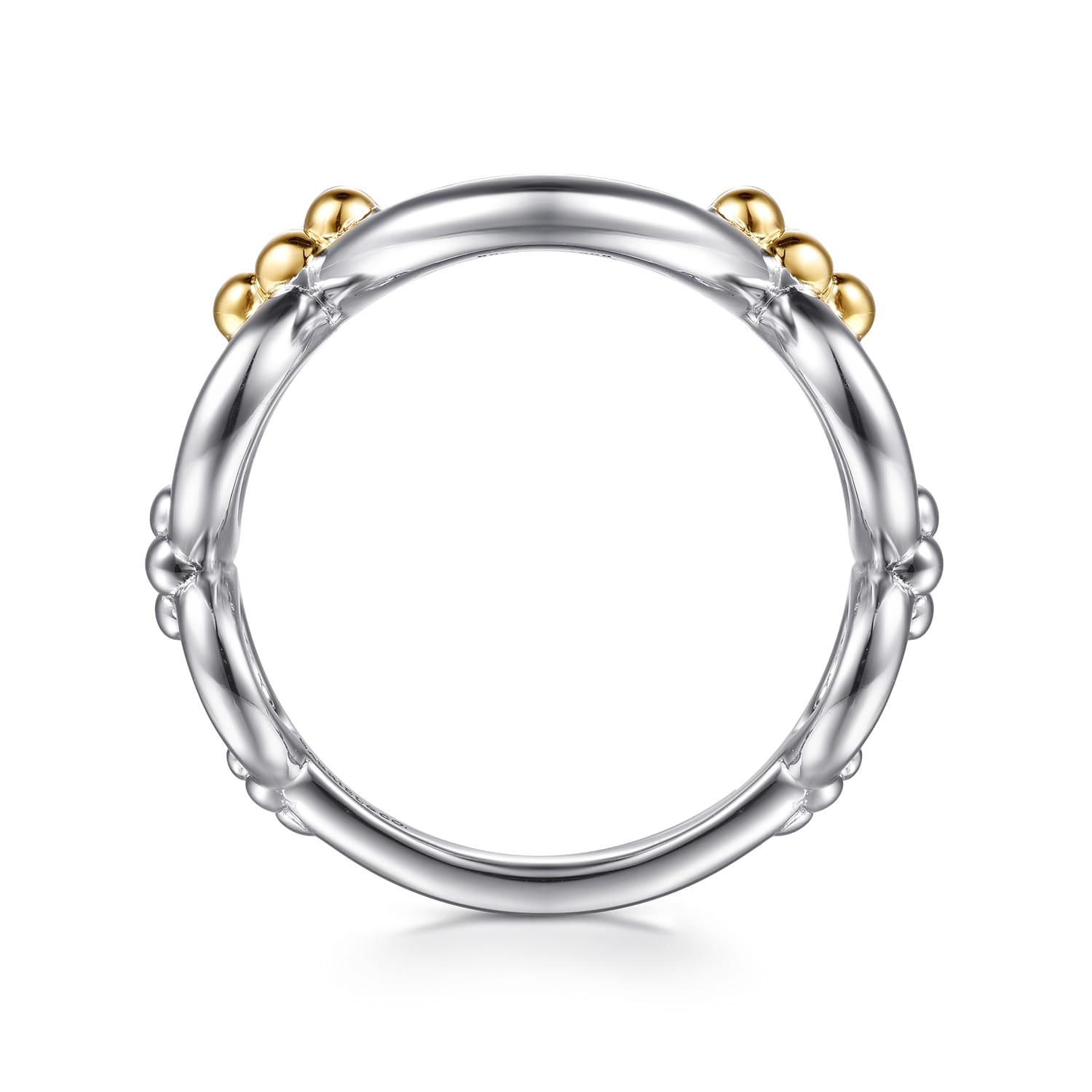 14K Yellow Gold and 925 Sterling Silver Bujukan Round Link Chain Ring - Shot 2