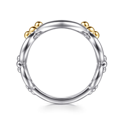 14K Yellow Gold and 925 Sterling Silver Bujukan Round Link Chain Ring
