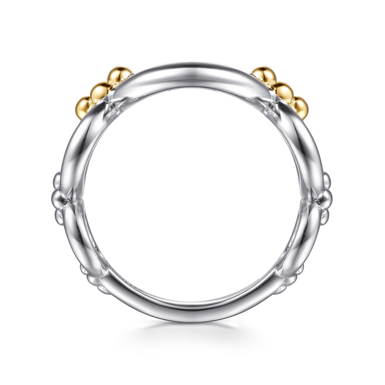 14K Yellow Gold and 925 Sterling Silver Bujukan Round Link Chain Ring - Shot 2