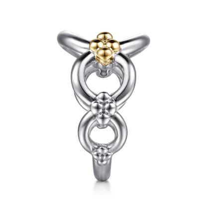 14K Yellow Gold and 925 Sterling Silver Bujukan Round Link Chain Ring