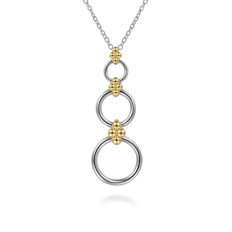 14K Yellow Gold and 925 Sterling Silver Bujukan Round Link Pendant Necklace - Shot 1