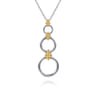 14K Yellow Gold and 925 Sterling Silver Bujukan Round Link Pendant Necklace