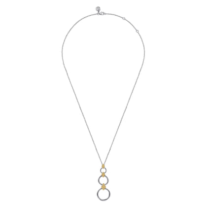 14K Yellow Gold and 925 Sterling Silver Bujukan Round Link Pendant Necklace