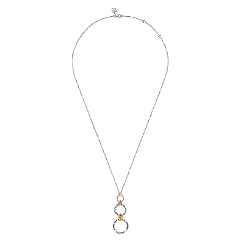 14K Yellow Gold and 925 Sterling Silver Bujukan Round Link Pendant Necklace - Shot 2