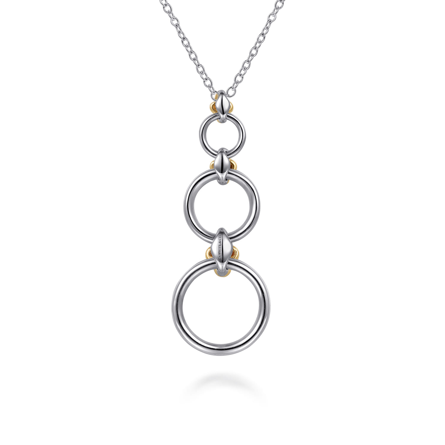 14K Yellow Gold and 925 Sterling Silver Bujukan Round Link Pendant Necklace - Shot 4