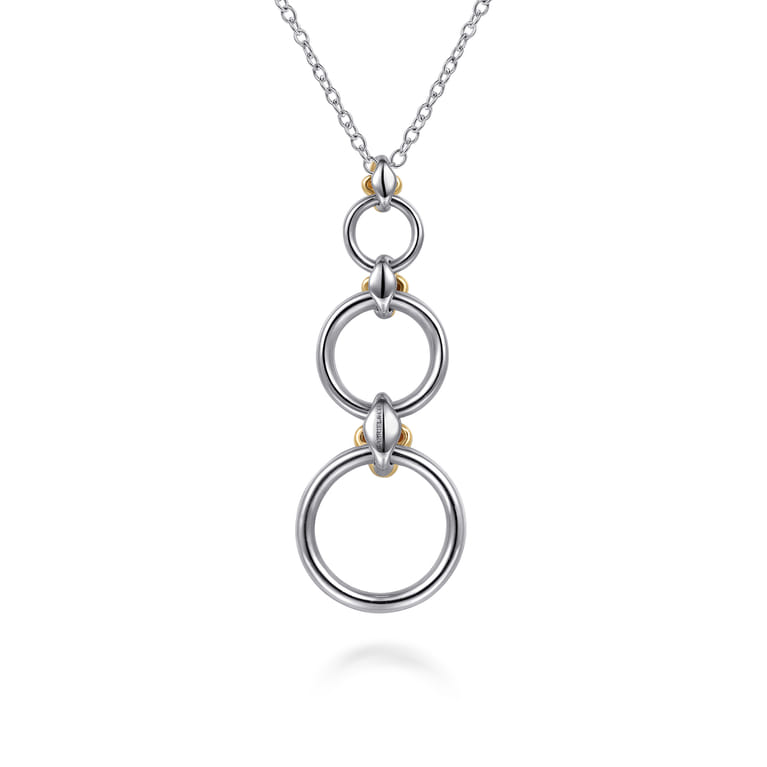 14K Yellow Gold and 925 Sterling Silver Bujukan Round Link Pendant Necklace - Shot 4