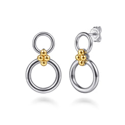 14K-Yellow-Gold-and-925-Sterling-Silver-Bujukan-Round-Link-Stud-Earrings1