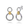 14K Yellow Gold and 925 Sterling Silver Bujukan Round Link Stud Earrings