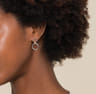 14K Yellow Gold and 925 Sterling Silver Bujukan Round Link Stud Earrings