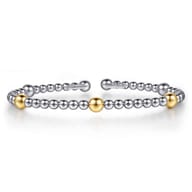 14K Yellow Gold and 925 Sterling Silver Bujukan Split Bangle Bracelet