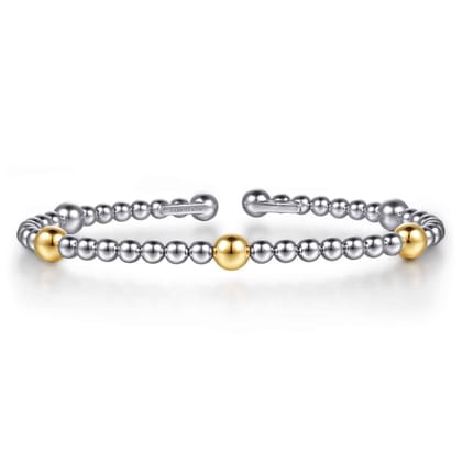 14K Yellow Gold and 925 Sterling Silver Bujukan Split Bangle Bracelet