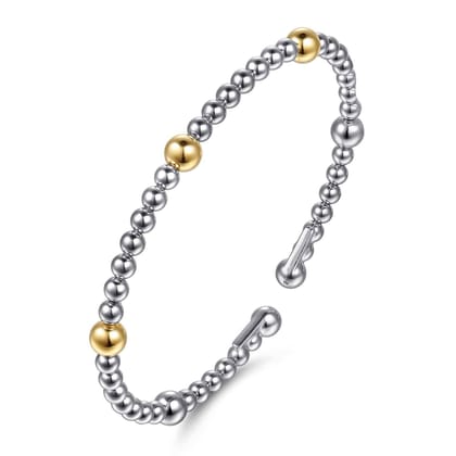 14K Yellow Gold and 925 Sterling Silver Bujukan Split Bangle Bracelet