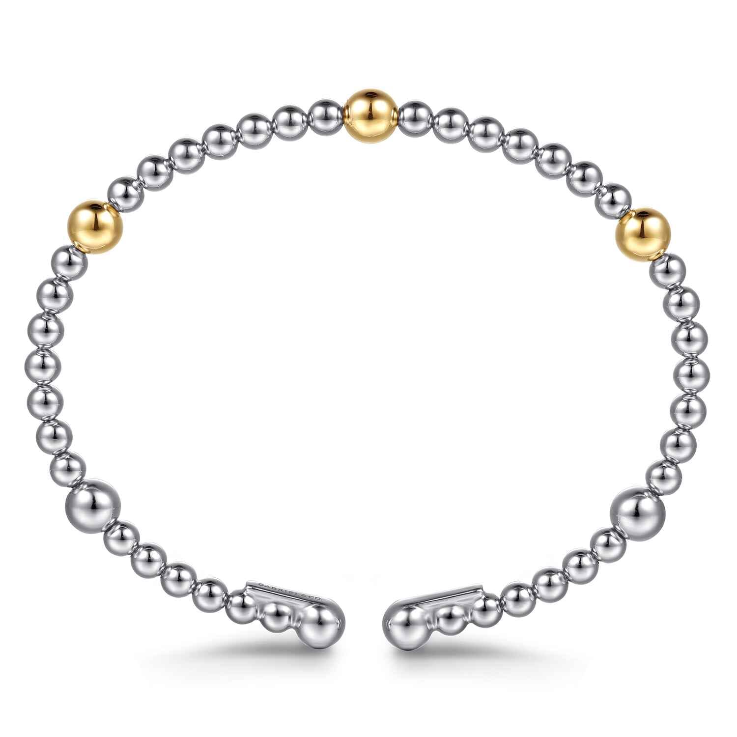 14K Yellow Gold and 925 Sterling Silver Bujukan Split Bangle Bracelet - Shot 3