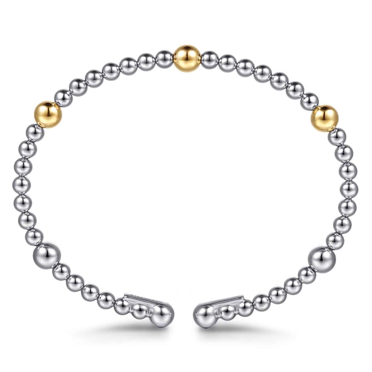 14K Yellow Gold and 925 Sterling Silver Bujukan Split Bangle Bracelet - Shot 3