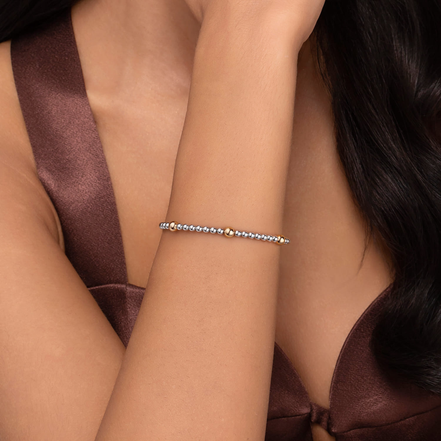 14K Yellow Gold and 925 Sterling Silver Bujukan Split Bangle Bracelet - Shot 4