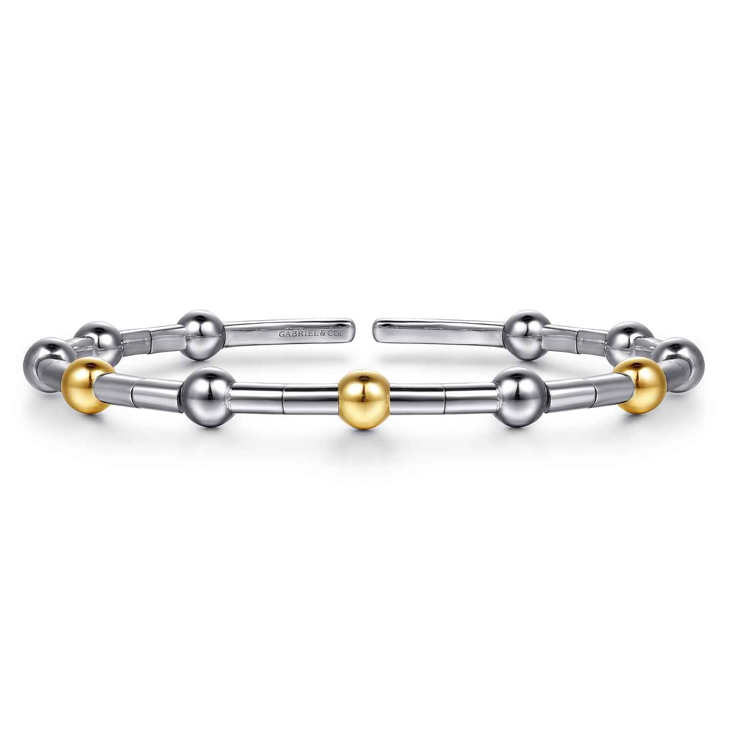 14K Yellow Gold and 925 Sterling Silver Bujukan Split Bangle Bracelet - Shot 1