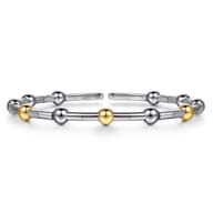 14K Yellow Gold and 925 Sterling Silver Bujukan Split Bangle Bracelet