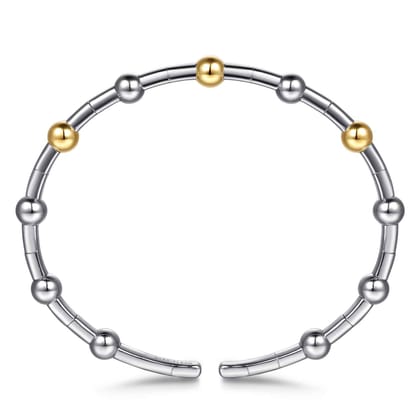 14K Yellow Gold and 925 Sterling Silver Bujukan Split Bangle Bracelet