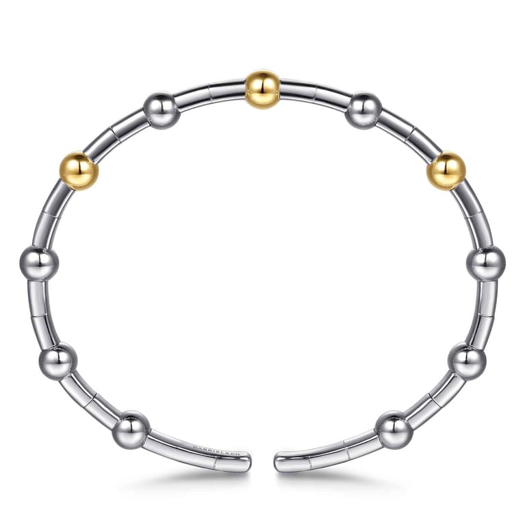 14K Yellow Gold and 925 Sterling Silver Bujukan Split Bangle Bracelet - Shot 3
