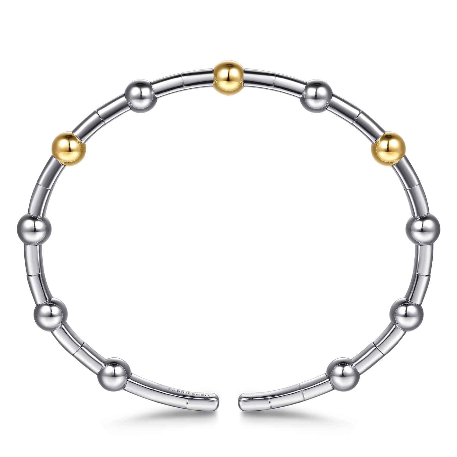 14K Yellow Gold and 925 Sterling Silver Bujukan Split Bangle Bracelet - Shot 3