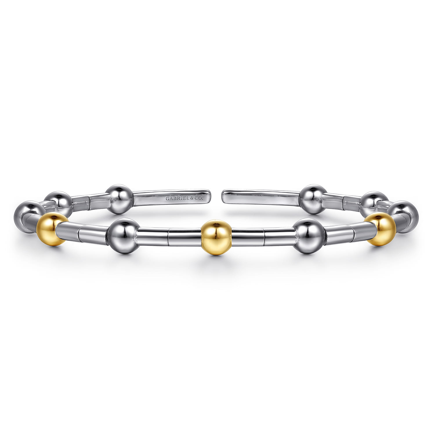 14K Yellow Gold and 925 Sterling Silver Bujukan Split Bangle Bracelet - Shot 1