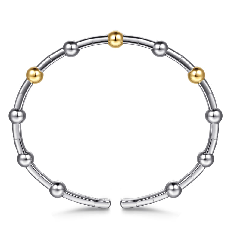 14K Yellow Gold and 925 Sterling Silver Bujukan Split Bangle Bracelet - Shot 3