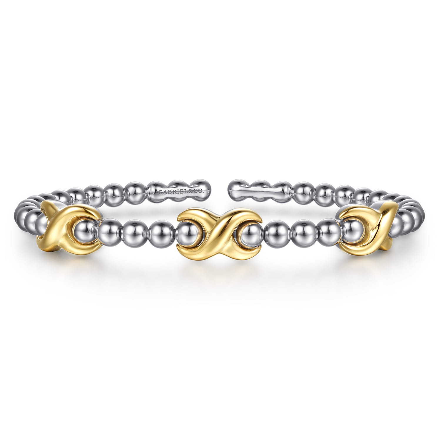 14K Yellow Gold and 925 Sterling Silver Bujukan Station Bangle - Shot 1