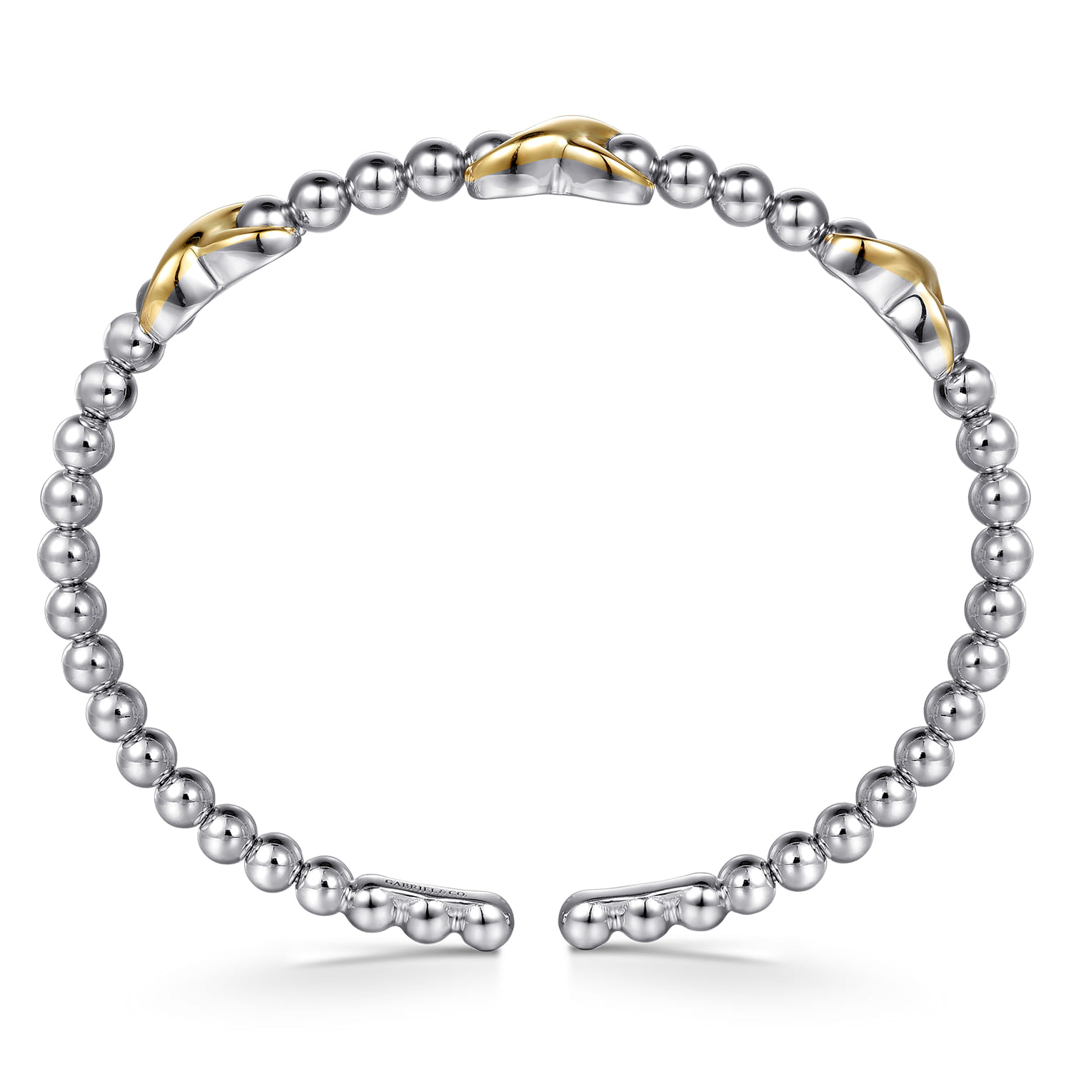 14K Yellow Gold and 925 Sterling Silver Bujukan Station Bangle - Shot 3