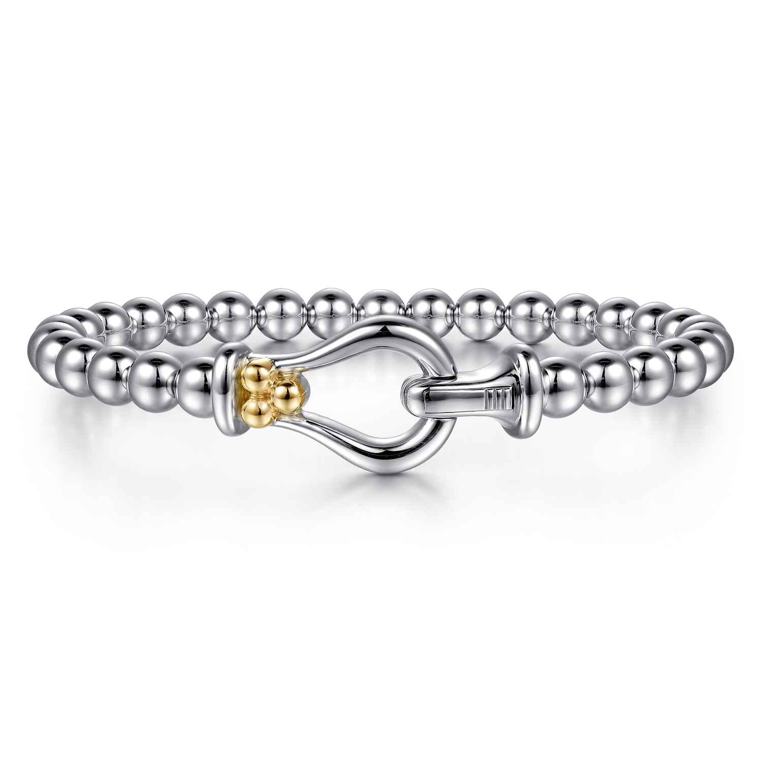 14K Yellow Gold and 925 Sterling Silver Bujukan Stirrup Bangle Bracelet - Shot 1