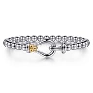 14K Yellow Gold and 925 Sterling Silver Bujukan Stirrup Bangle Bracelet