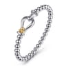 14K Yellow Gold and 925 Sterling Silver Bujukan Stirrup Bangle Bracelet