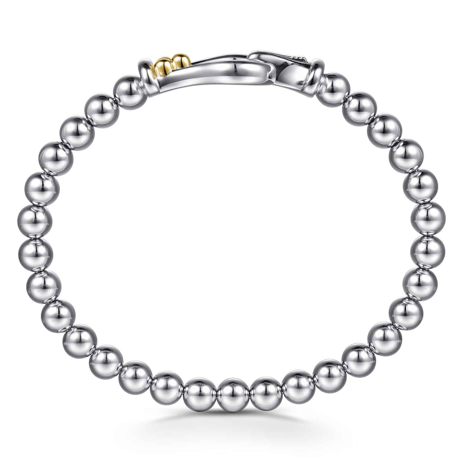 14K Yellow Gold and 925 Sterling Silver Bujukan Stirrup Bangle Bracelet - Shot 3