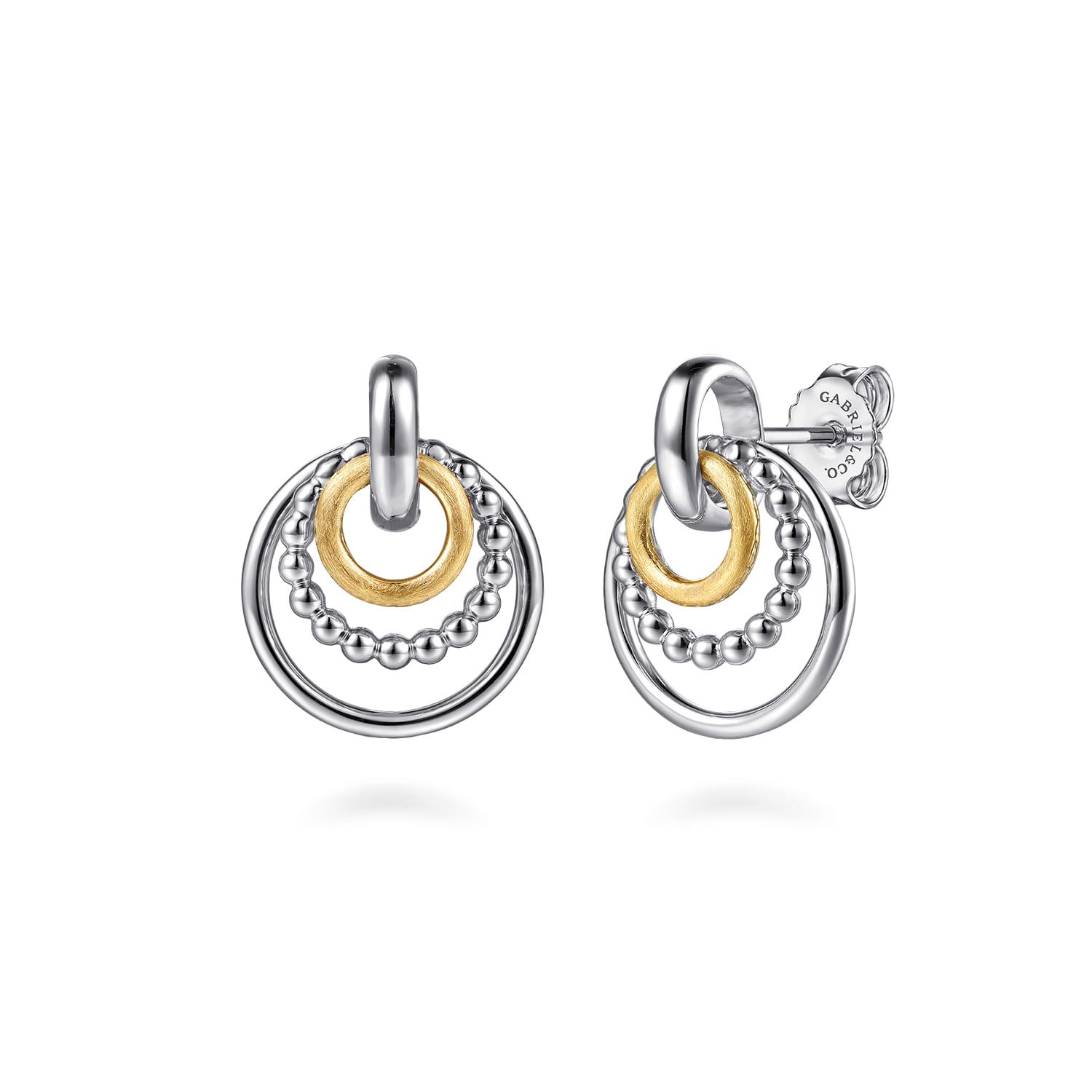 14K Yellow Gold and 925 Sterling Silver Bujukan Stud Earrings - Shot 1