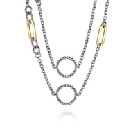 14K Yellow Gold and 925 Sterling Silver Bujukan Transformable Layered Necklace