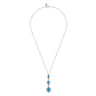 14K Yellow Gold and 925 Sterling Silver Bujukan Triple Oval Blue Topaz Pendant Necklace
