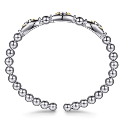 14K Yellow Gold and 925 Sterling Silver Bujukan White Sapphire Bangle Bracelet