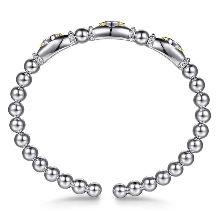 14K Yellow Gold and 925 Sterling Silver Bujukan White Sapphire Bangle Bracelet - Shot 3