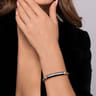 14K Yellow Gold and 925 Sterling Silver Bujukan White Sapphire Bangle with Black Enamel
