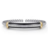 14K Yellow Gold and 925 Sterling Silver Bujukan White Sapphire Bangle with Black Enamel