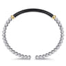 14K Yellow Gold and 925 Sterling Silver Bujukan White Sapphire Bangle with Black Enamel