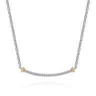 14K Yellow Gold and 925 Sterling Silver Bujukan White Sapphire Bar Necklace