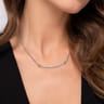 14K Yellow Gold and 925 Sterling Silver Bujukan White Sapphire Bar Necklace
