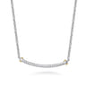 14K Yellow Gold and 925 Sterling Silver Bujukan White Sapphire Bar Necklace