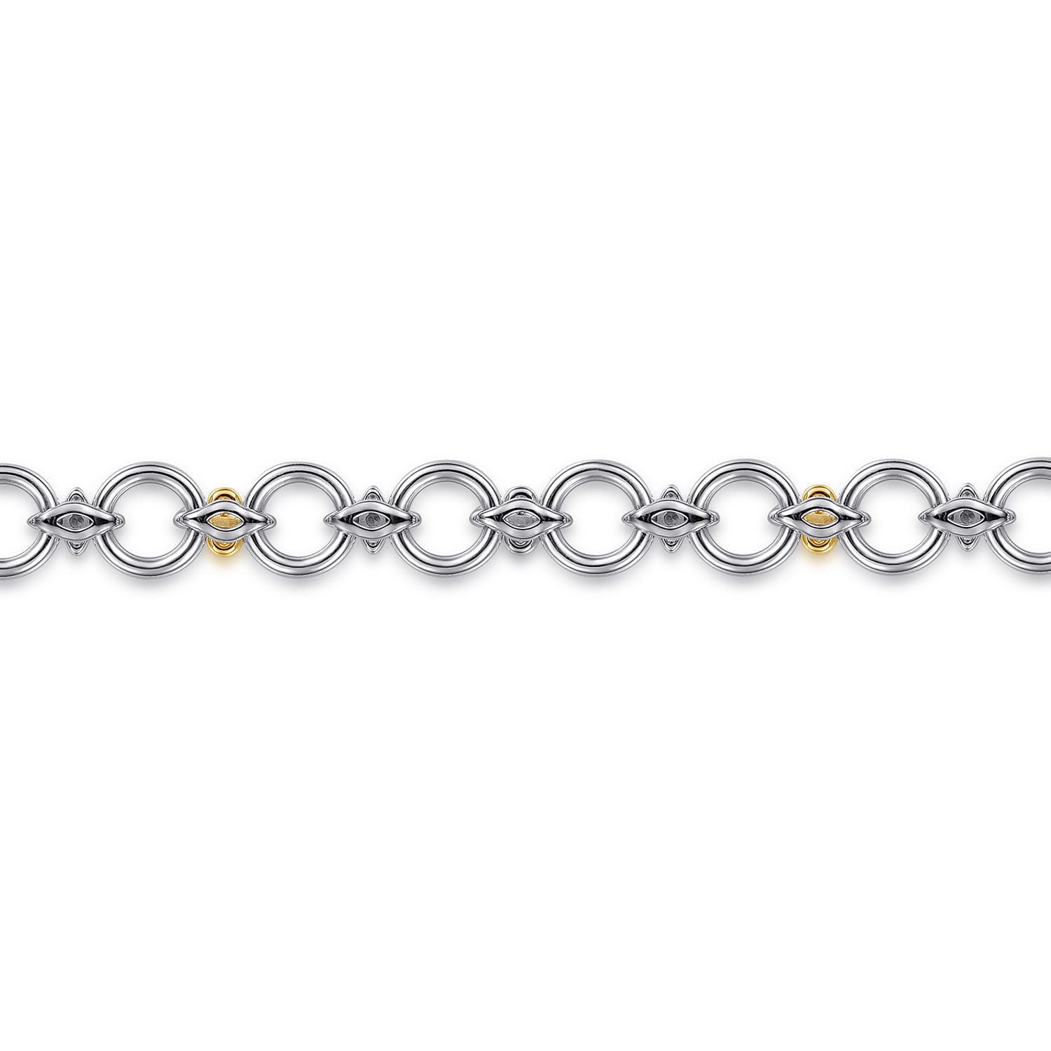 14K Yellow Gold and 925 Sterling Silver Bujukan White Sapphire Clover Link Chain Bracelet - Shot 4