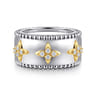 14K Yellow Gold and 925 Sterling Silver Bujukan White Sapphire Clover Smart Ring Enhancer
