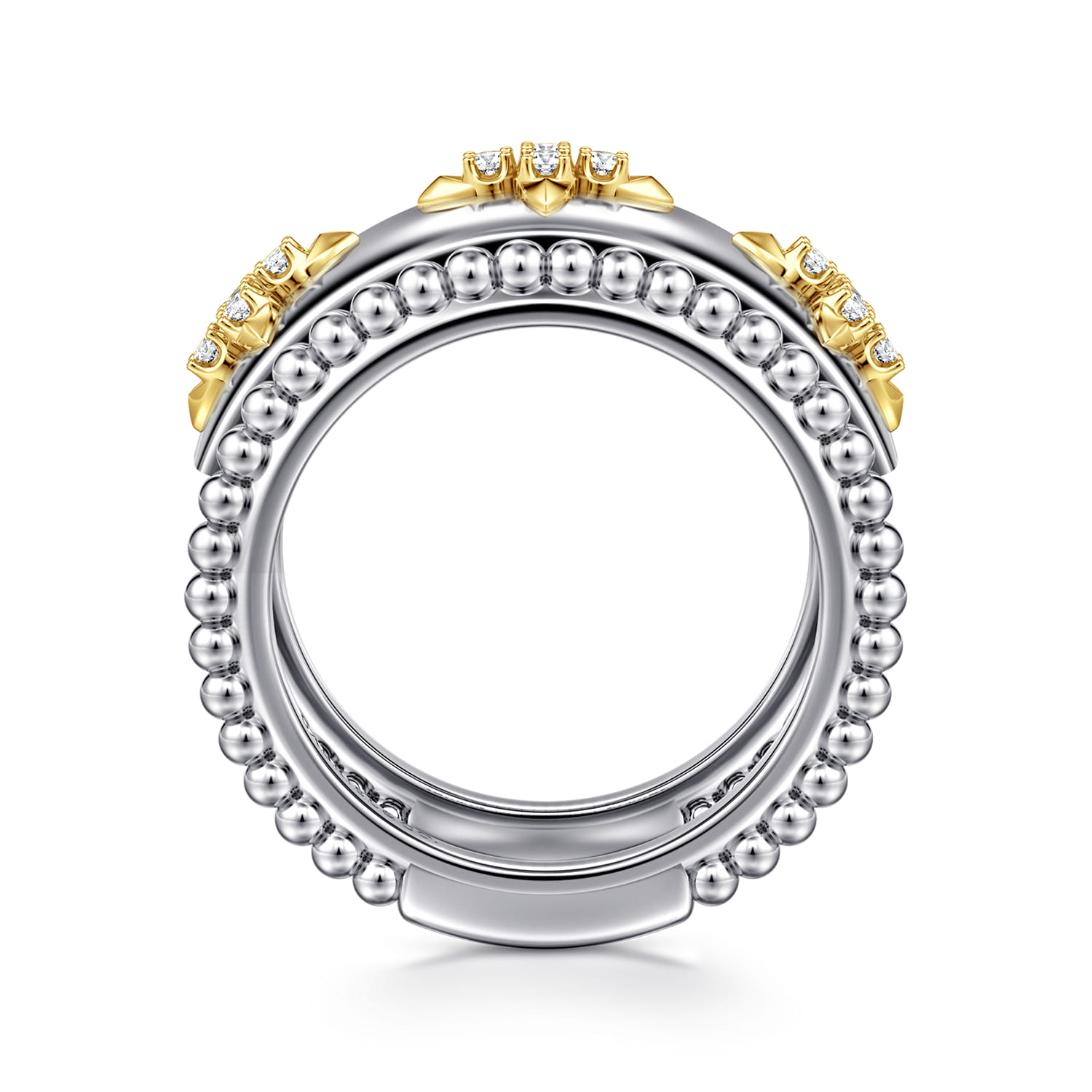 14K Yellow Gold and 925 Sterling Silver Bujukan White Sapphire Clover Smart Ring Enhancer - Shot 2