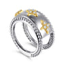 14K Yellow Gold and 925 Sterling Silver Bujukan White Sapphire Clover Smart Ring Enhancer