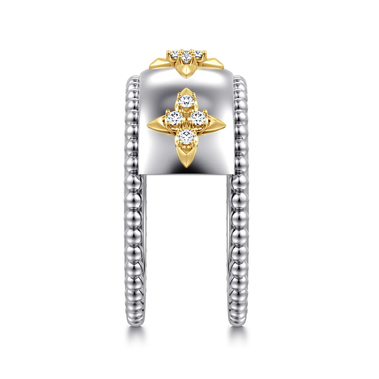 14K Yellow Gold and 925 Sterling Silver Bujukan White Sapphire Clover Smart Ring Enhancer - Shot 4