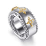 14K Yellow Gold and 925 Sterling Silver Bujukan White Sapphire Clover Smart Ring Enhancer